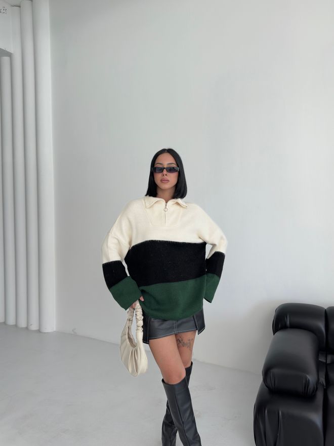 My Fashion Weißer Pullover Mit Übergroßer Passform Und Schalkragen Großhandelskleidung Lässig
