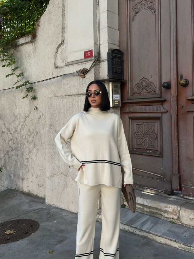 My Fashion Beiger Eleganter Anzug Mit Übergroßer Passform Großhandelskleidung Modest