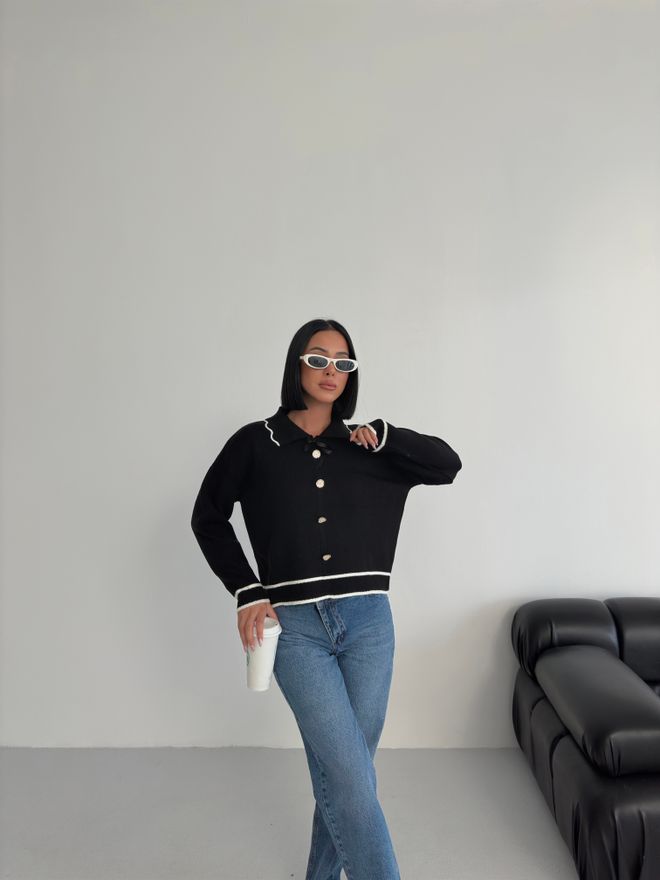My Fashion Schwarzer Pullover Mit Polokragen Und Langen Ärmeln Großhandelskleidung Lässig