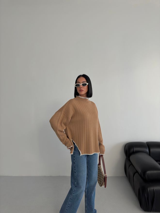 My Fashion Khaki Pullover Oversized Fit Mit Langen Ärmeln Und Rundhalsausschnitt Casual Großhandelskleidung Lässig