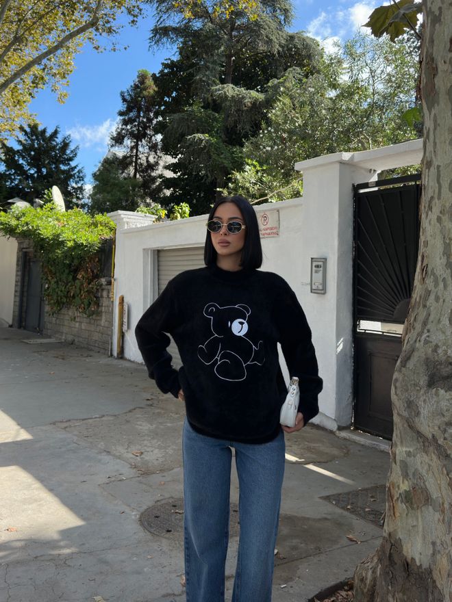 My Fashion Schwarzer Lässiger Pullover Mit Rundhalsausschnitt Und Langen Ärmeln Großhandelskleidung Lässig
