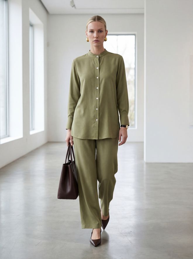 My Fashion Yeşil Resmi Zarif Takım Toptan Giyim Gündelik