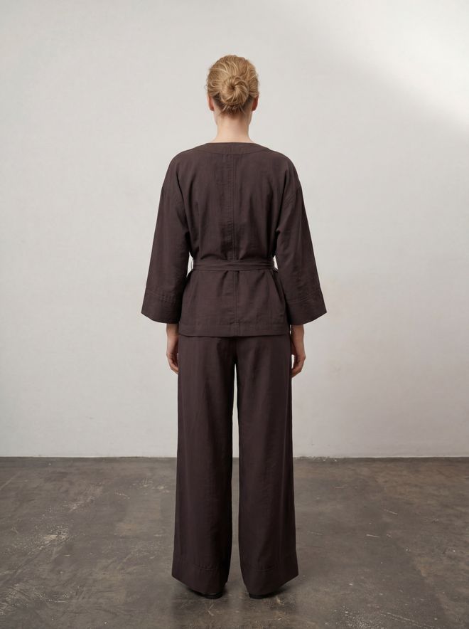 My Fashion Brown Elegant Formal Suit With Wide Leg Pants Wholesale Clothing Modal