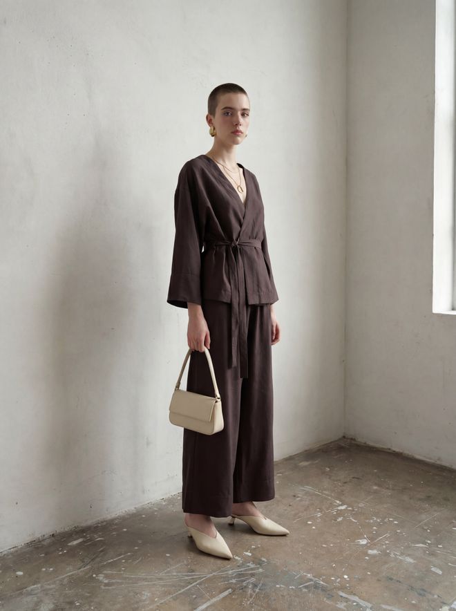 My Fashion Brown Elegant Formal Suit With Wide Leg Pants Wholesale Clothing Formal