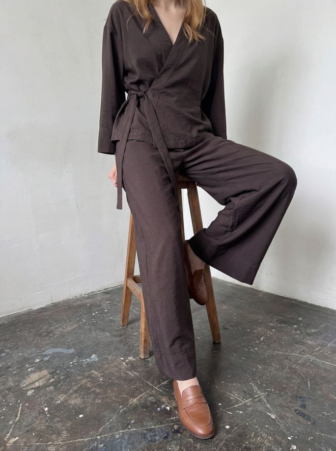 My Fashion Brown Elegant Formal Suit With Wide Leg Pants Wholesale Clothing Work