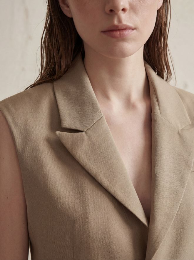 My Fashion Beige Formal Elegant Vintage Crop Vest Wholesale Clothing Cotton