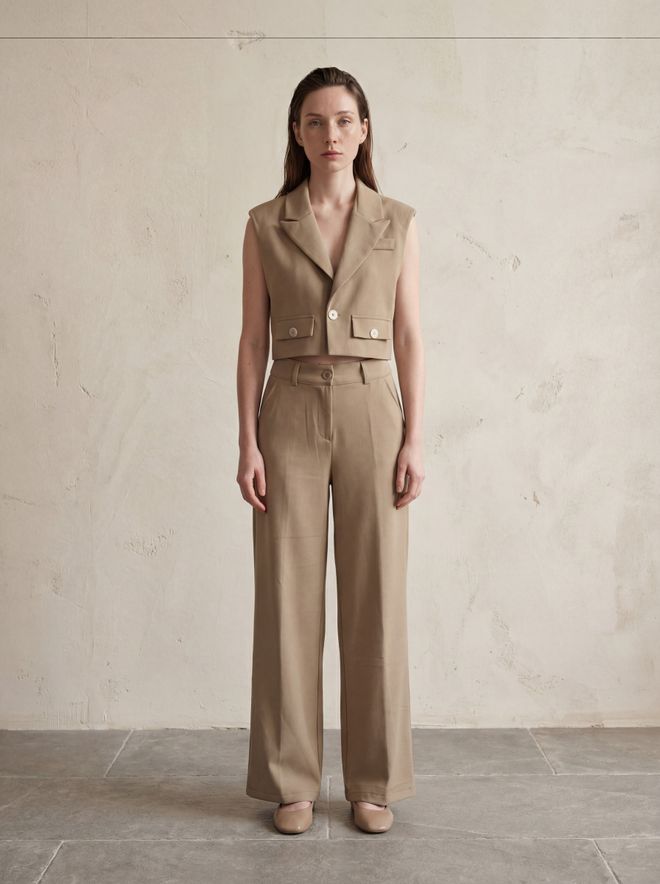 My Fashion Beige Formal Elegant Vintage Crop Vest Wholesale Clothing Cocktail