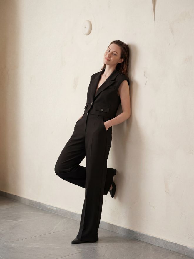 My Fashion Црн Формални Укратак Прслук Са Дугмадима И Џеповима Са Преклопом Велепродаја одеће Неформалан