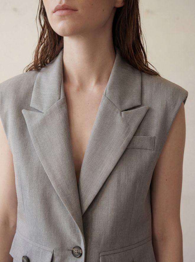 My Fashion Grey Formal Elegant Vintage Vest Wholesale Clothing Polyester