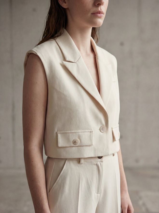 My Fashion Беж Кратак Прслук Са Џепом Са Преклопом Велепродаја одеће Неформалан