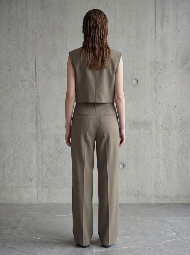 My Fashion Khaki Formal Elegant Crop Vest With Flap Pocket Wholesale Clothing Sport