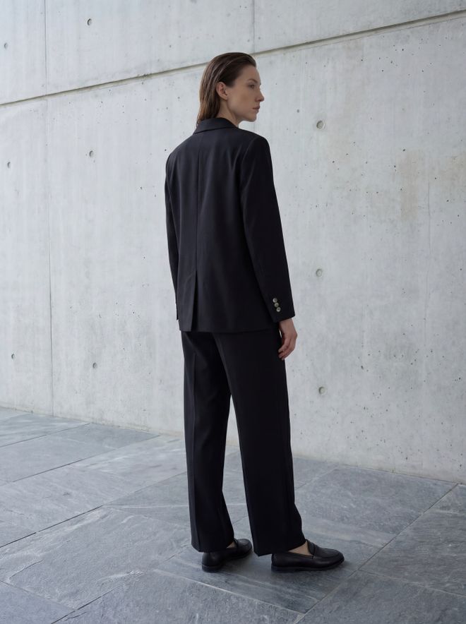 My Fashion Black Formal Single Breasted Blazer Jacket Wholesale Clothing Linen