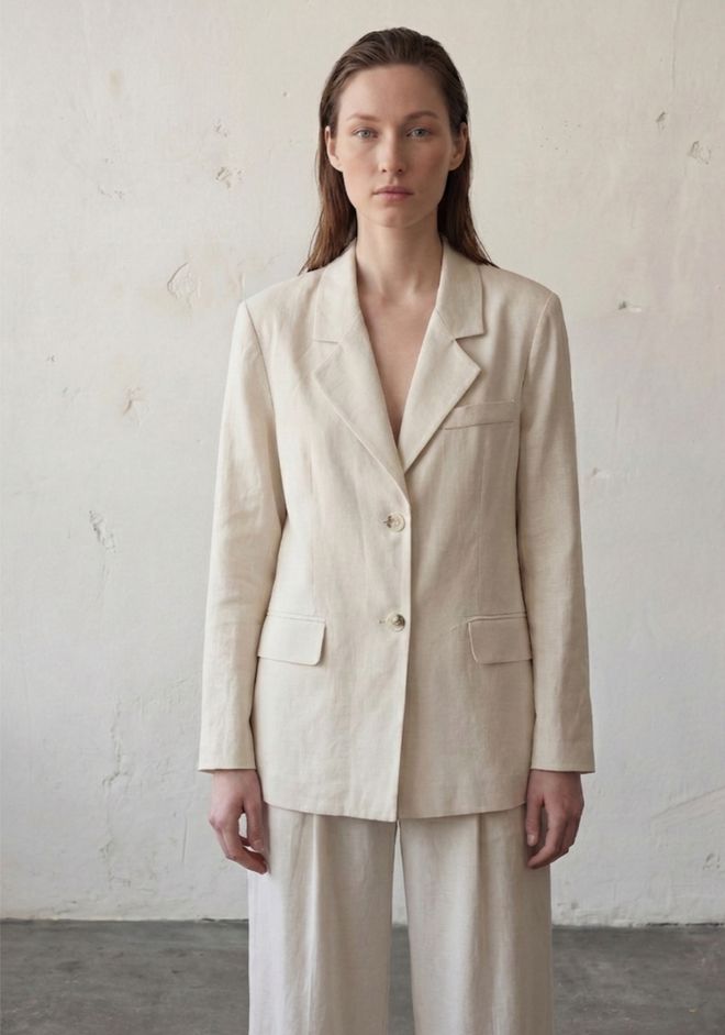 My Fashion Беж Јакна Једноредни Блејзер Велепродаја одеће Неформалан