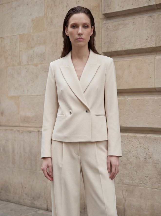 My Fashion Беж Једноредни Слим Фит Јакна Велепродаја одеће Неформалан