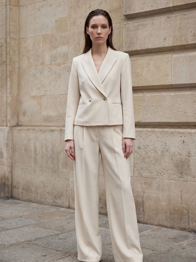 My Fashion Beige Slim Fit Single Breasted Blazer Jacket Wholesale Clothing Spring