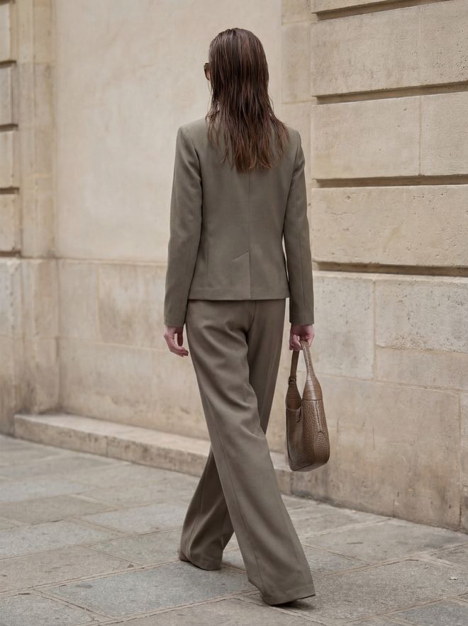 My Fashion Khaki Double Breasted Blazer Jacket Wholesale Clothing Cotton