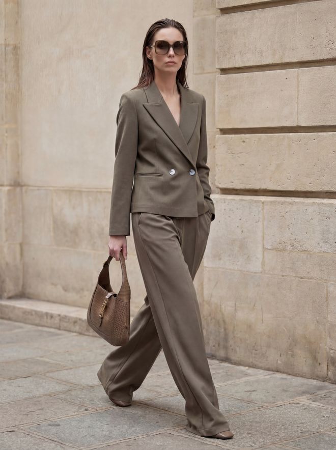 My Fashion Каки Двоструки Блејзер Јакна Велепродаја одеће Неформалан