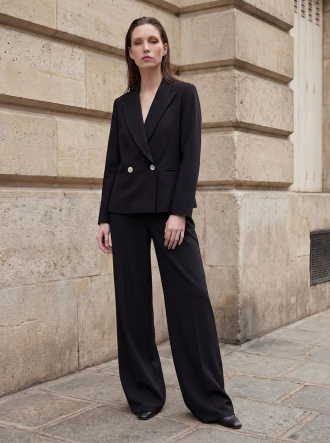 My Fashion Black Double Breasted Blazer Jacket Wholesale Clothing Boho