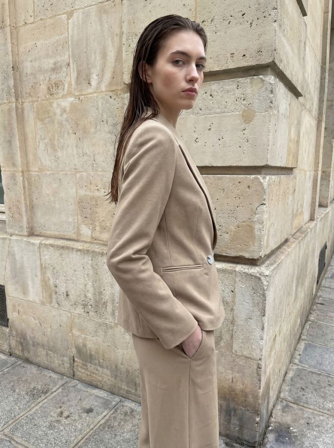 My Fashion Beige Double Breasted Blazer Jacket Wholesale Clothing Dating