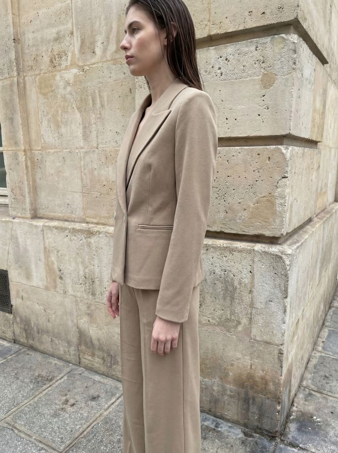 My Fashion Beige Double Breasted Blazer Jacket Wholesale Clothing Cocktail