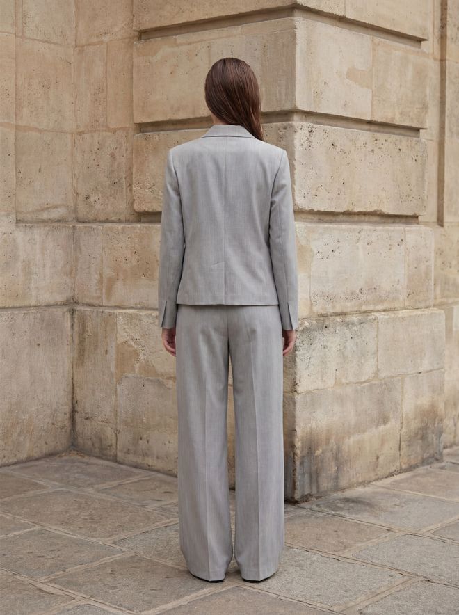 My Fashion Grey Double Breasted Blazer Jacket Wholesale Clothing Cotton