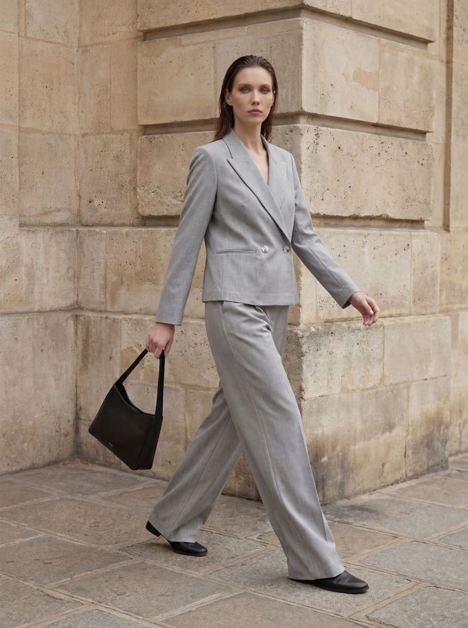 My Fashion Grey Double Breasted Blazer Jacket Wholesale Clothing Boho