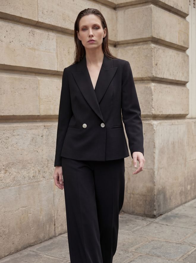 My Fashion Black Double Breasted Blazer Jacket Wholesale Clothing Spring