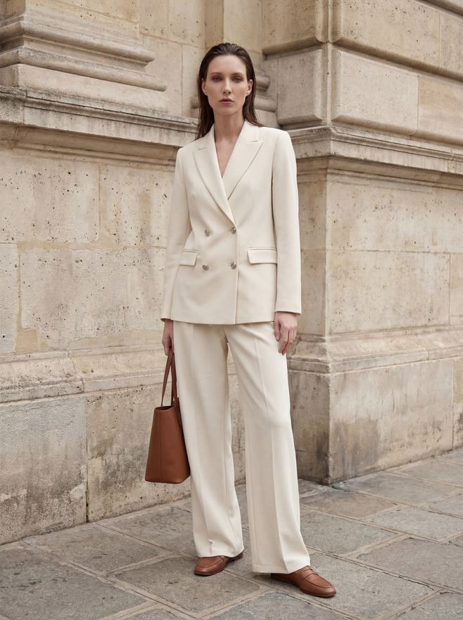 My Fashion Beige Double Breasted Blazer Jacket Wholesale Clothing Summer