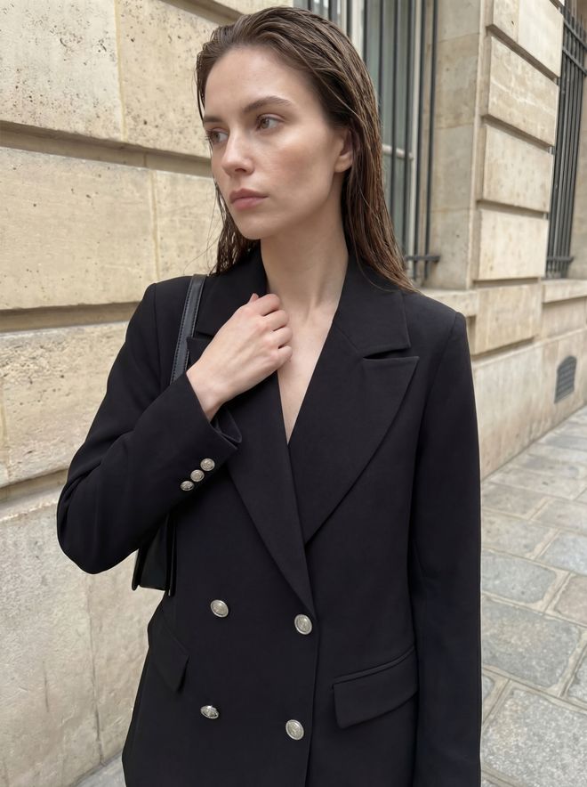 My Fashion Black Double Breasted Blazer Jacket Wholesale Clothing Cocktail