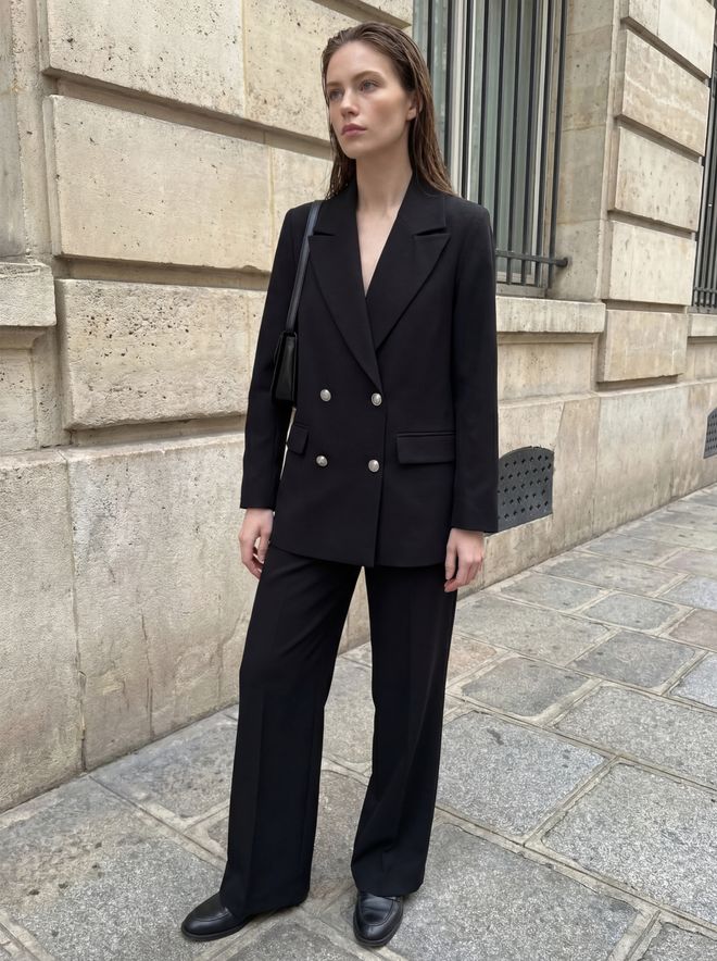 My Fashion Црна Двоструки Блејзер Јакна Велепродаја одеће Неформалан