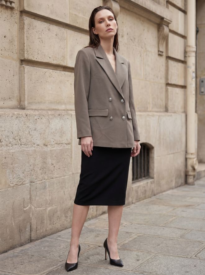 My Fashion Каки Јакна Са Двоструким Копчањем Формална Велепродаја одеће Неформалан