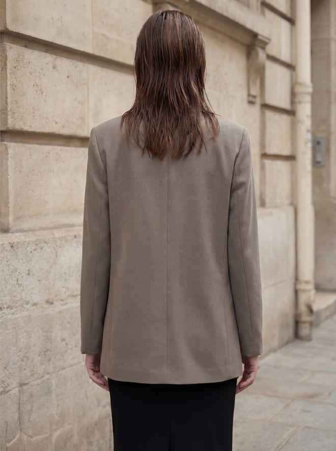 My Fashion Khaki Double Breasted Formal Jacket Wholesale Clothing Cotton