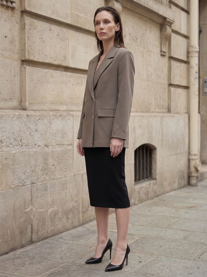 My Fashion Khaki Double Breasted Formal Jacket Wholesale Clothing Spring