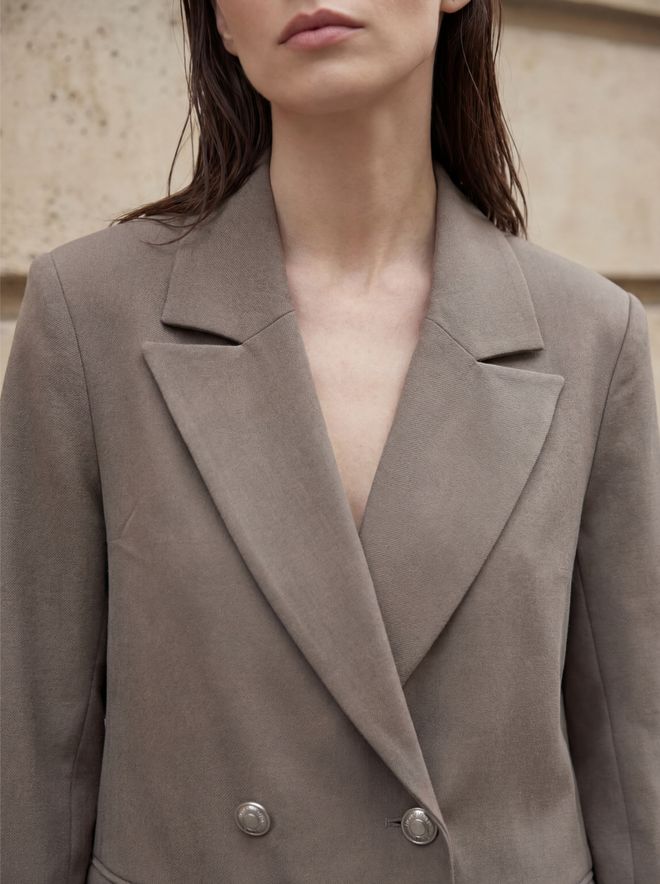 My Fashion Khaki Double Breasted Formal Jacket Wholesale Clothing Modest