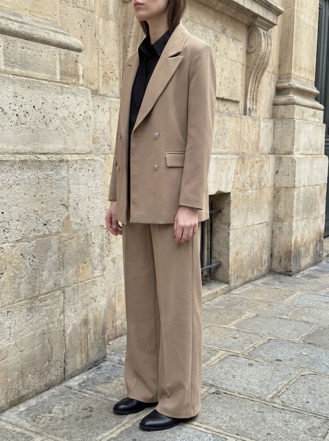 My Fashion Beige Double Breasted Blazer Jacket Wholesale Clothing Dating