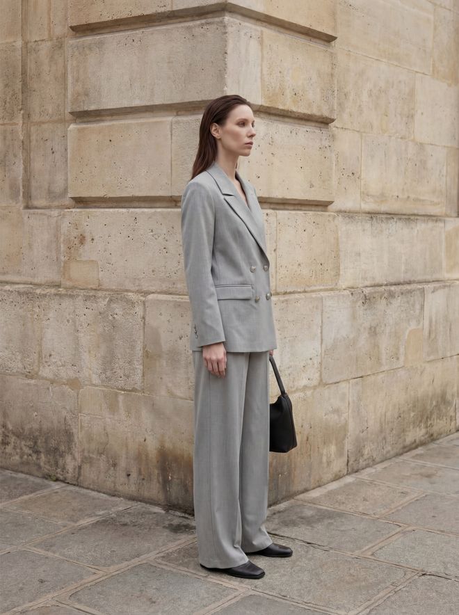 My Fashion Grey Double Breasted Blazer Jacket Wholesale Clothing Cocktail