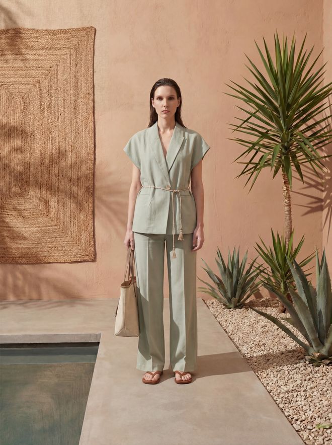 My Fashion Каки Комплет Широке Ногавице Регулар Фит Елегантан И Неформалан Велепродаја одеће Неформалан