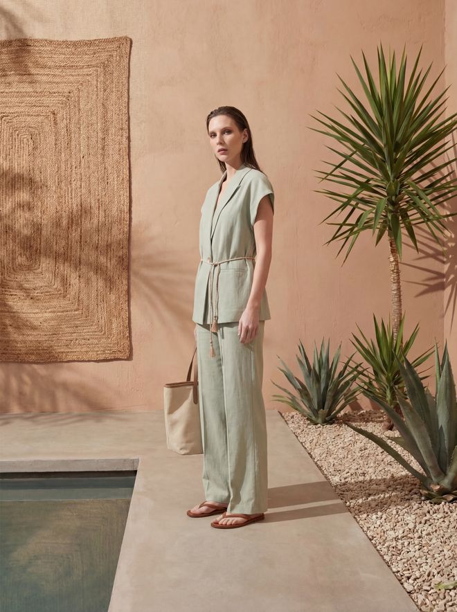 My Fashion Khaki Suit Wide Leg Palazzo Regular Fit Elegant & Casual Wholesale Clothing Spring