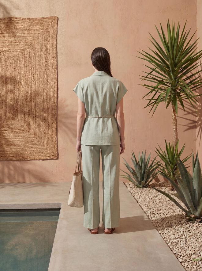 My Fashion Khaki Suit Wide Leg Palazzo Regular Fit Elegant & Casual Wholesale Clothing Elegant