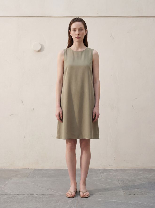 My Fashion Vestido Caqui En Línea A Con Mangas Casquillo Ropa al por mayor Casual