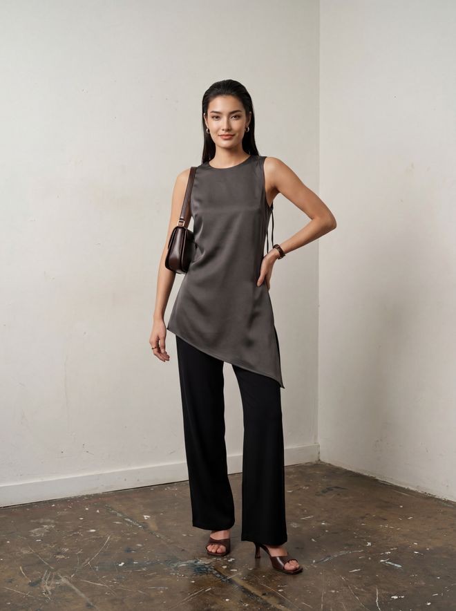 My Fashion Grigio Elegante Formale Casual Tunica Abbigliamento all'ingrosso Casuale