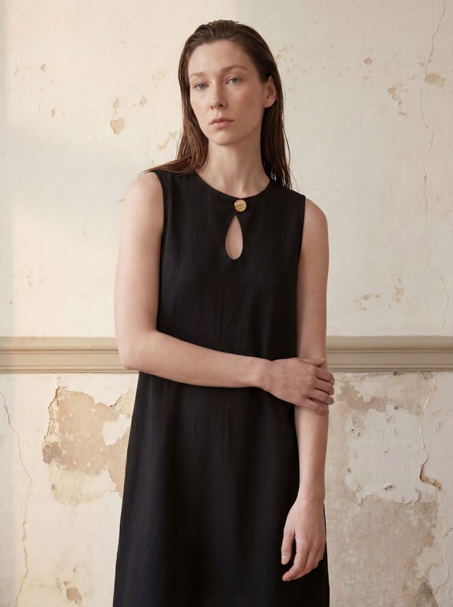 My Fashion Vestido Negro Elegante Tipo Shift Con Cuello De Cerradura Ropa al por mayor Casual