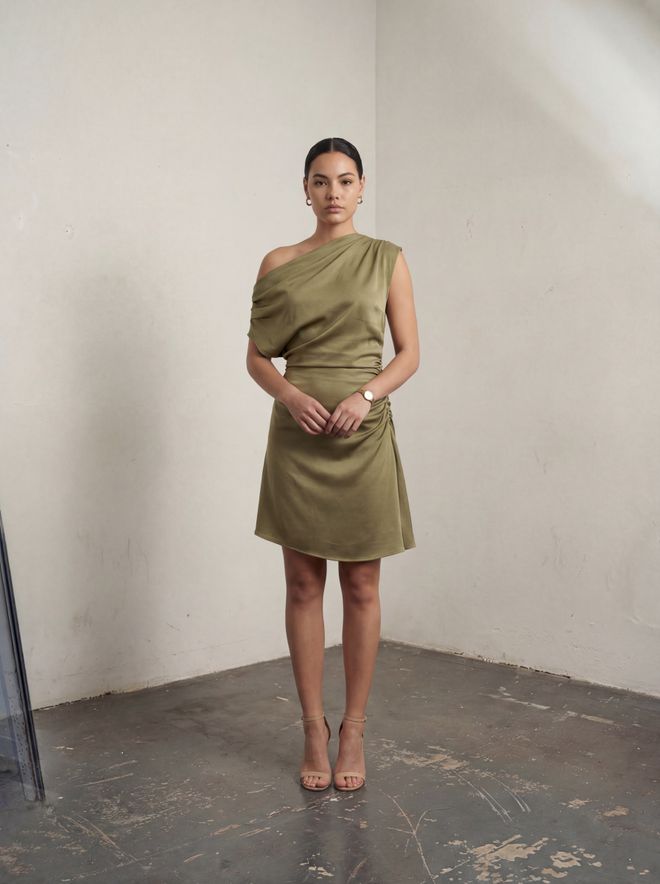 My Fashion Vestido Envolvente Caqui Elegante Sexy Formal Ropa al por mayor Casual