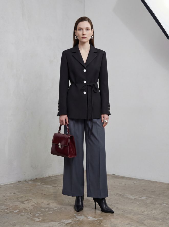 My Fashion Black Jacket Single Breasted Blazer For Elegant Style Wholesale Clothing Cotton