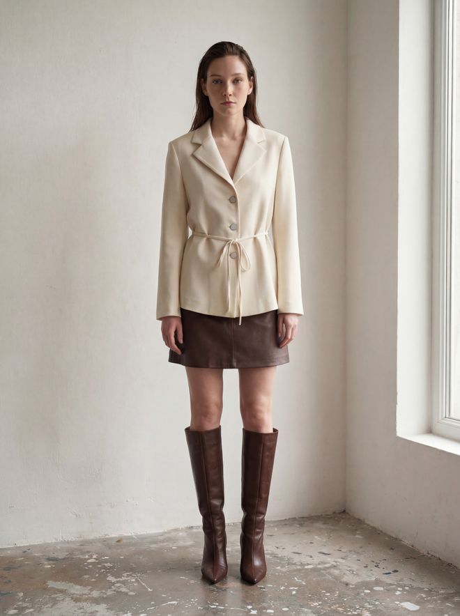 My Fashion Beige Elegant Single Breasted Blazer Jacket Wholesale Clothing Elegant