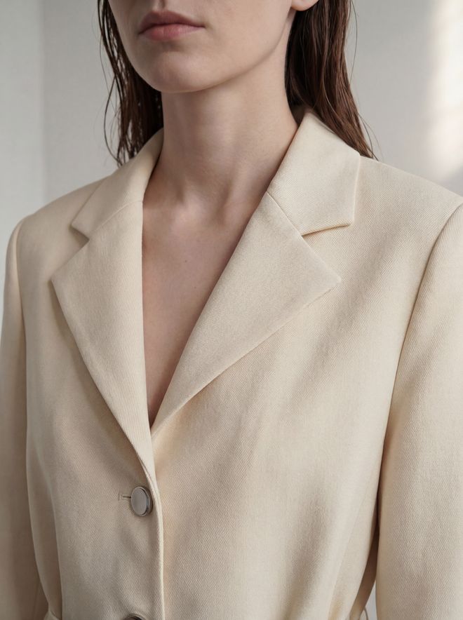 My Fashion Beige Elegant Single Breasted Blazer Jacket Wholesale Clothing Vintage