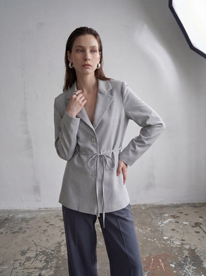 My Fashion Chaqueta Blazer De Un Solo Pecho Gris Ropa al por mayor Casual