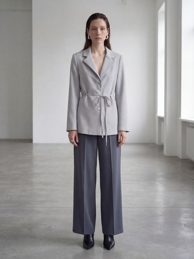 My Fashion Grey Single Breasted Blazer Jacket Wholesale Clothing Dating