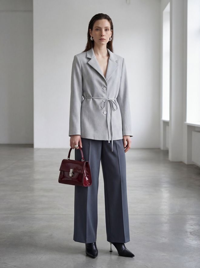 My Fashion Grey Single Breasted Blazer Jacket Wholesale Clothing Spring