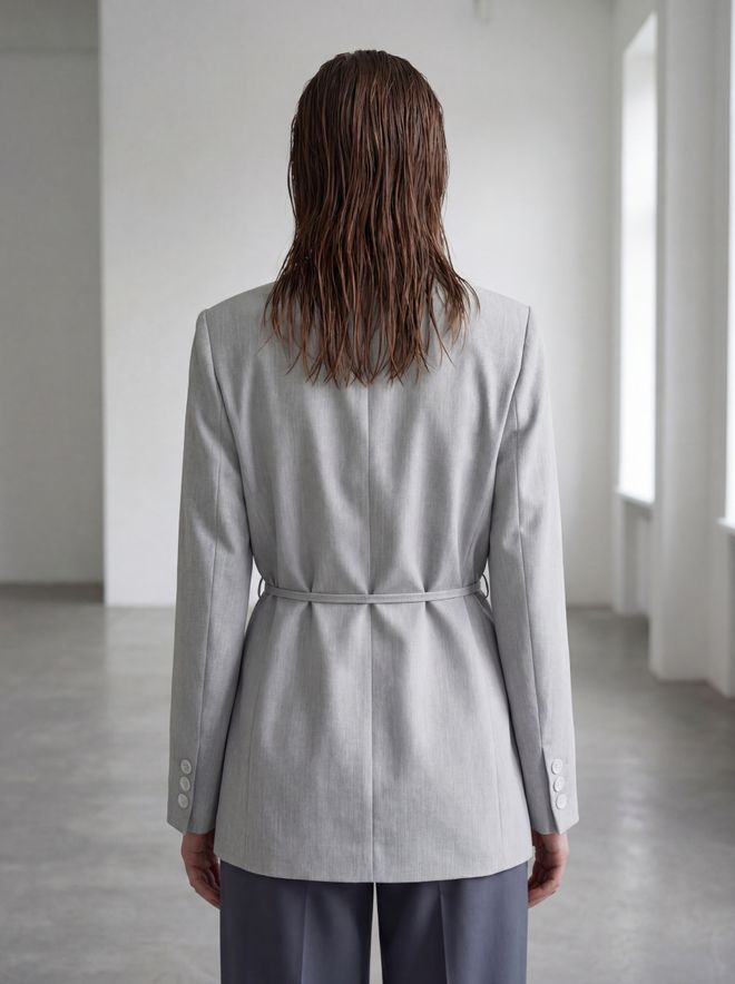 My Fashion Grey Single Breasted Blazer Jacket Wholesale Clothing Work